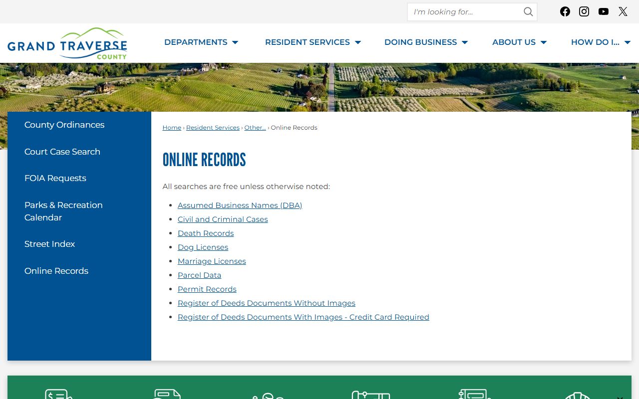Grand Traverse County online records portal for Grand Traverse County marriage license search
