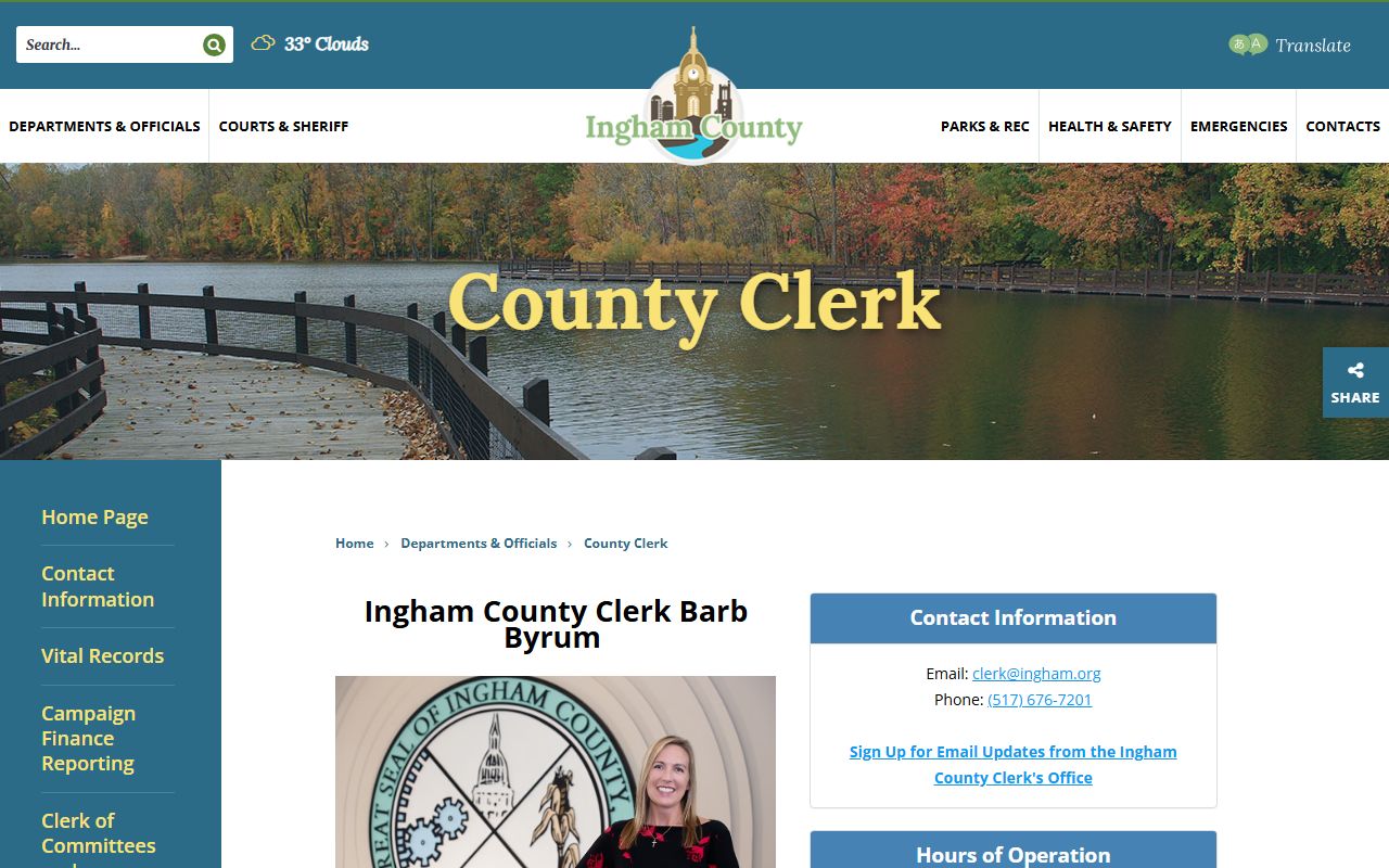 Ingham County Clerk online portal for marriage license applications
