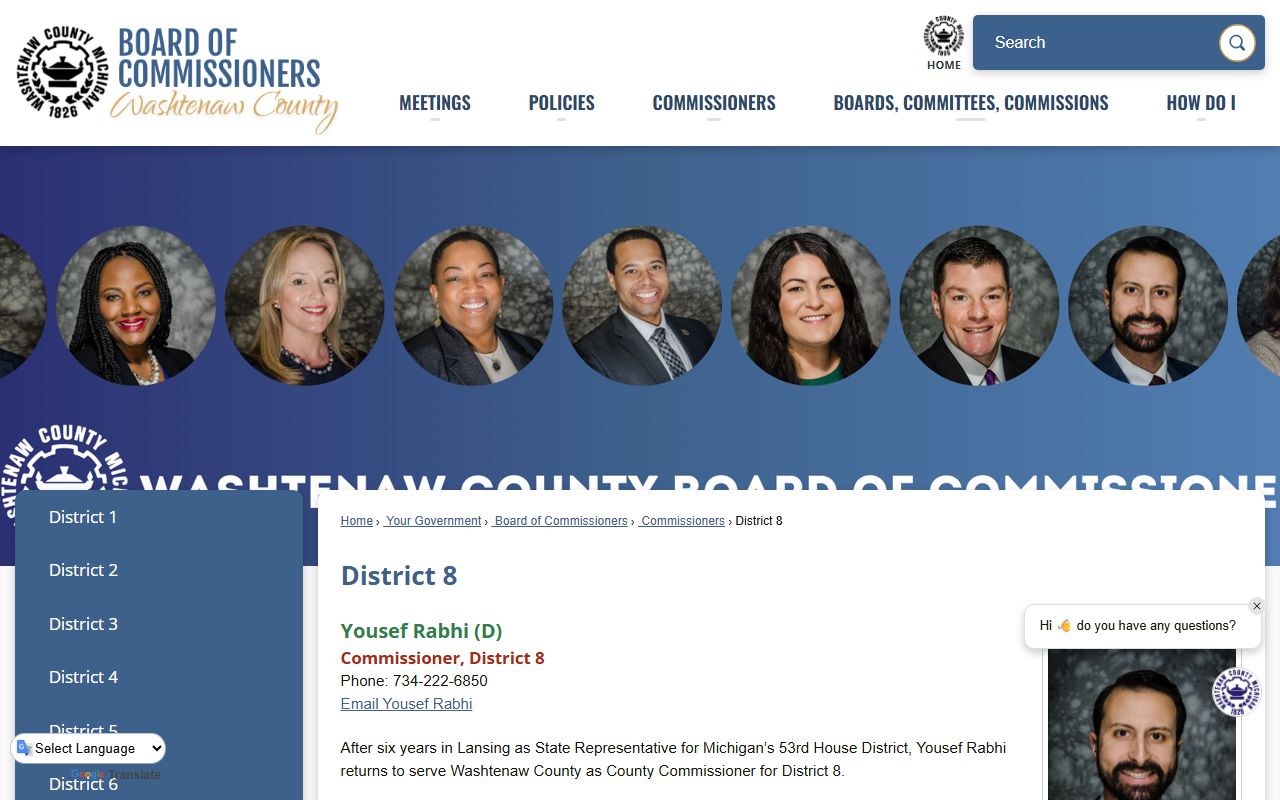 Alternate Washtenaw County Clerk page showing marriage license services