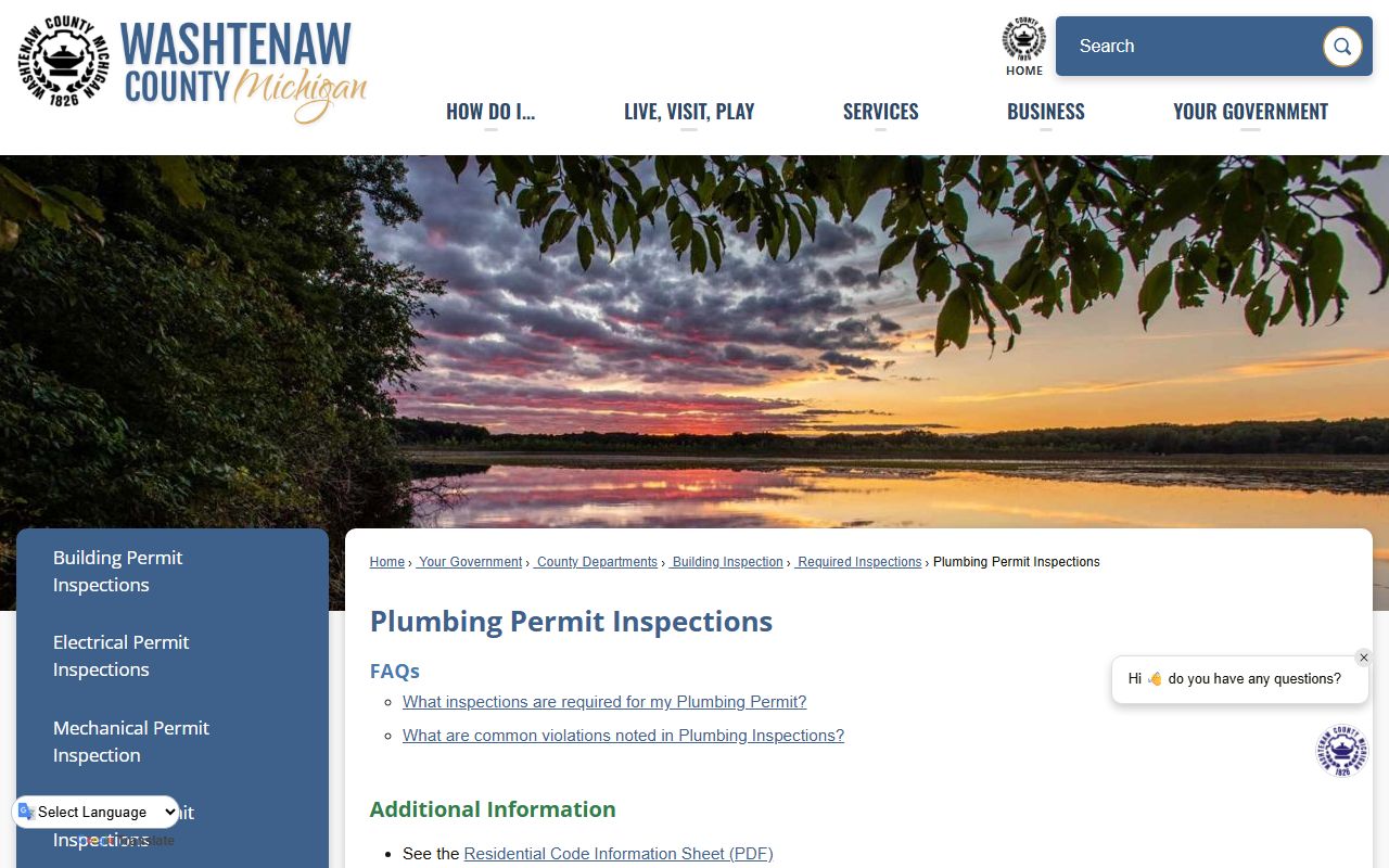 Washtenaw County marriage licenses page with fee and application details